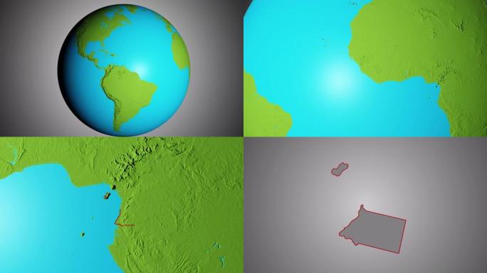 地球与赤道几内亚的边界图形
