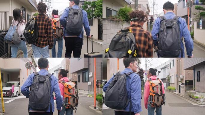 年轻的亚洲背包客在东京旅行