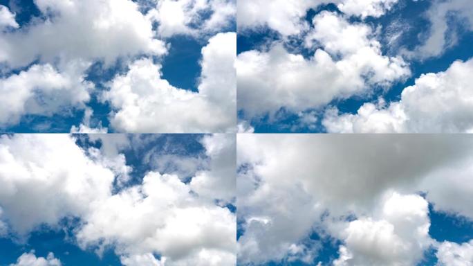 美丽清澈的蓝天白云4k延时，好天气白天云在天空中流动夏天美丽的自然镜头
