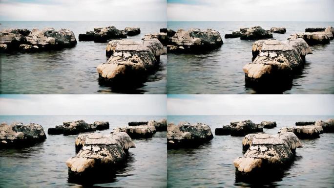 克罗地亚伊斯特拉的风景秀丽的海岸岩石景观。
