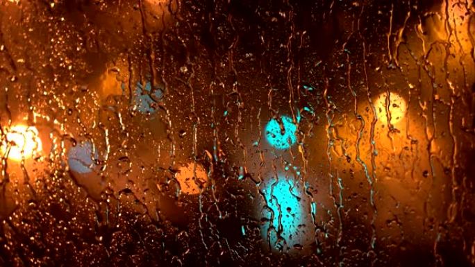 夜城透过雨窗雨天窗外沉静氛围雨夜风光