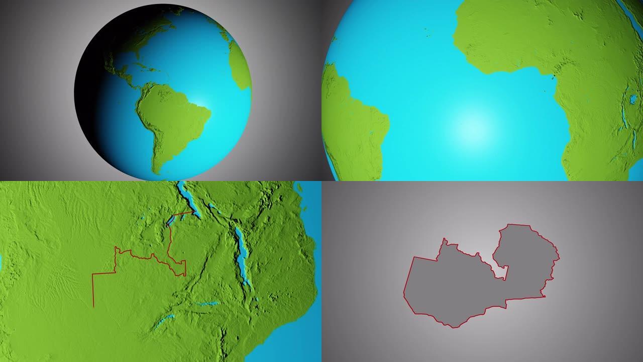 地球与赞比亚的边界图形