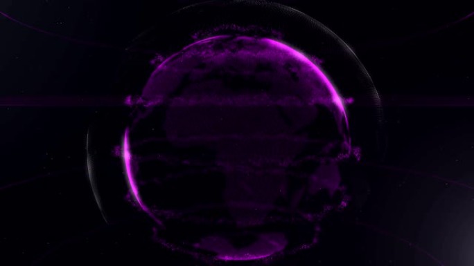 抽象的领域。用线连接紫色的点。全球化的接口。点积累。关闭视频。4 k。
