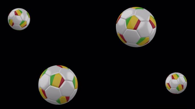 带旗帜马里的足球，慢动作模糊，带alpha频道的4k镜头