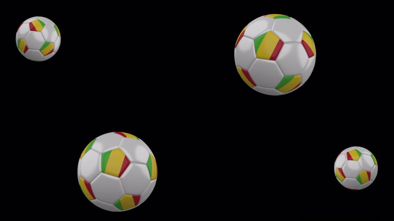 带旗帜马里的足球，慢动作模糊，带alpha频道的4k镜头
