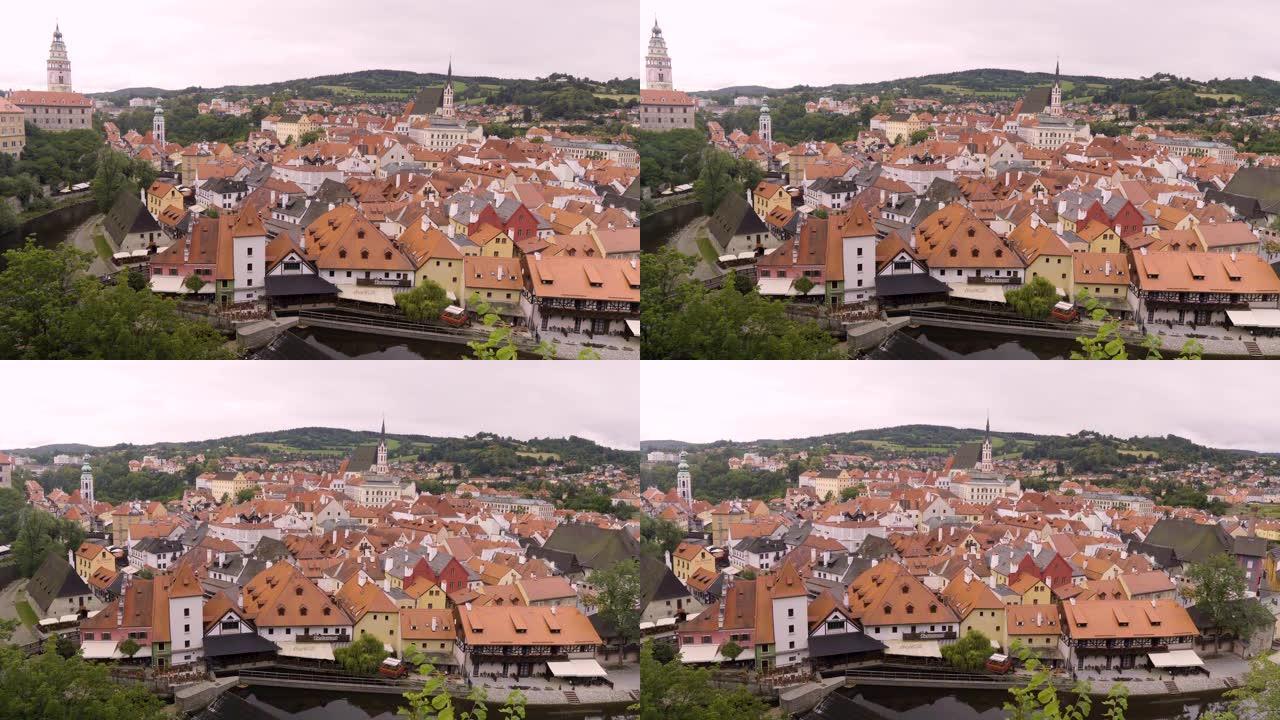 捷克克鲁姆洛夫镇的平移视图