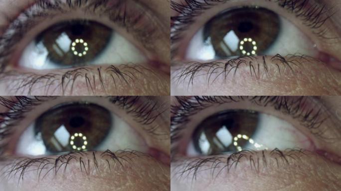 4k极端特写，人眼睫毛的显微视图