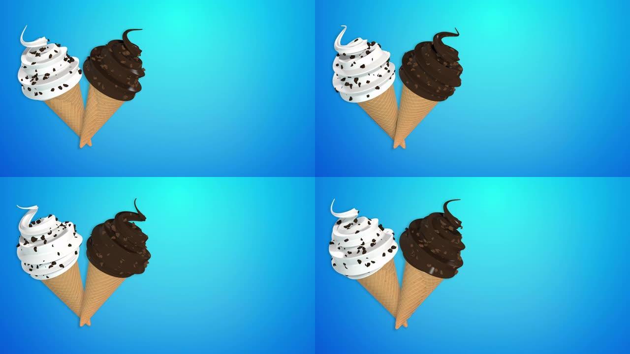香草和巧克力片冰淇淋蛋卷 (包括Luma哑光，这样你就可以把自己的背景)