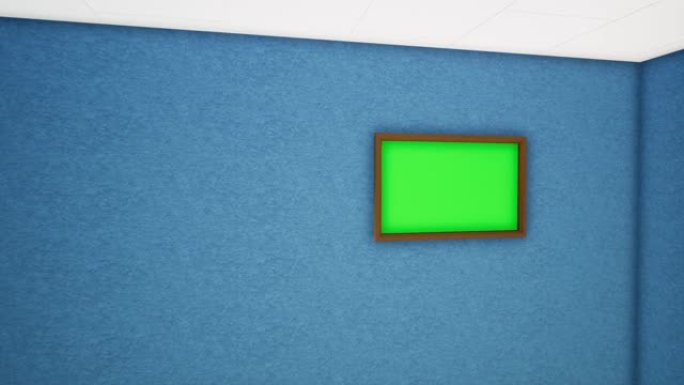 黑暗中绿屏的相框。4k