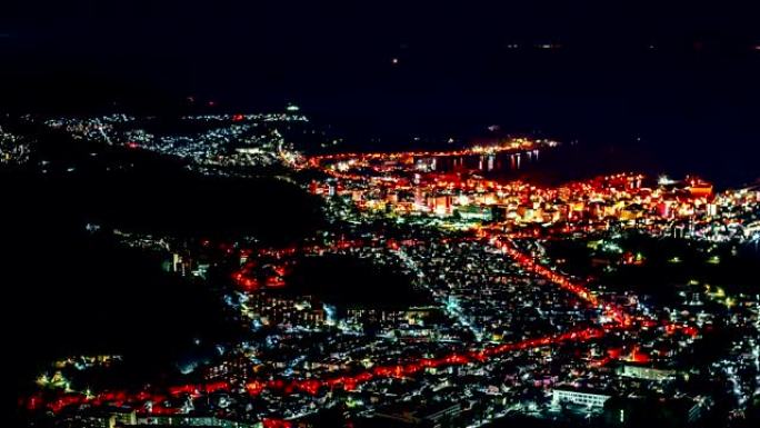 日本北海道小樽市夜景。