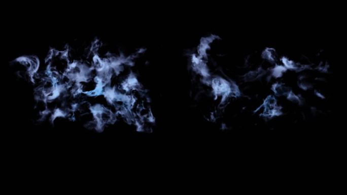 幽灵蓝色一团团白烟飘飞的烟雾视频素材