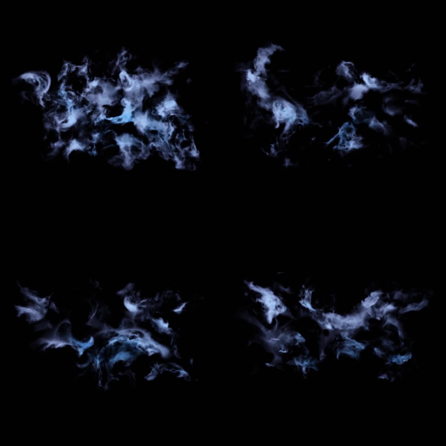 幽灵蓝色一团团白烟飘飞的烟雾视频素材