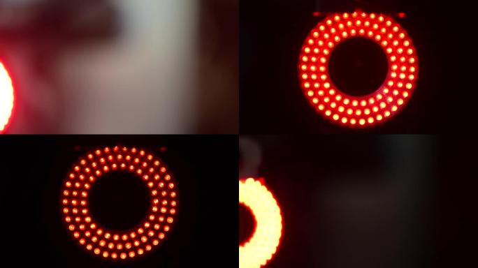 机械臂将红色发光二极管灯移动到中心。