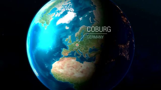 德国-科堡-从太空到城市的缩放