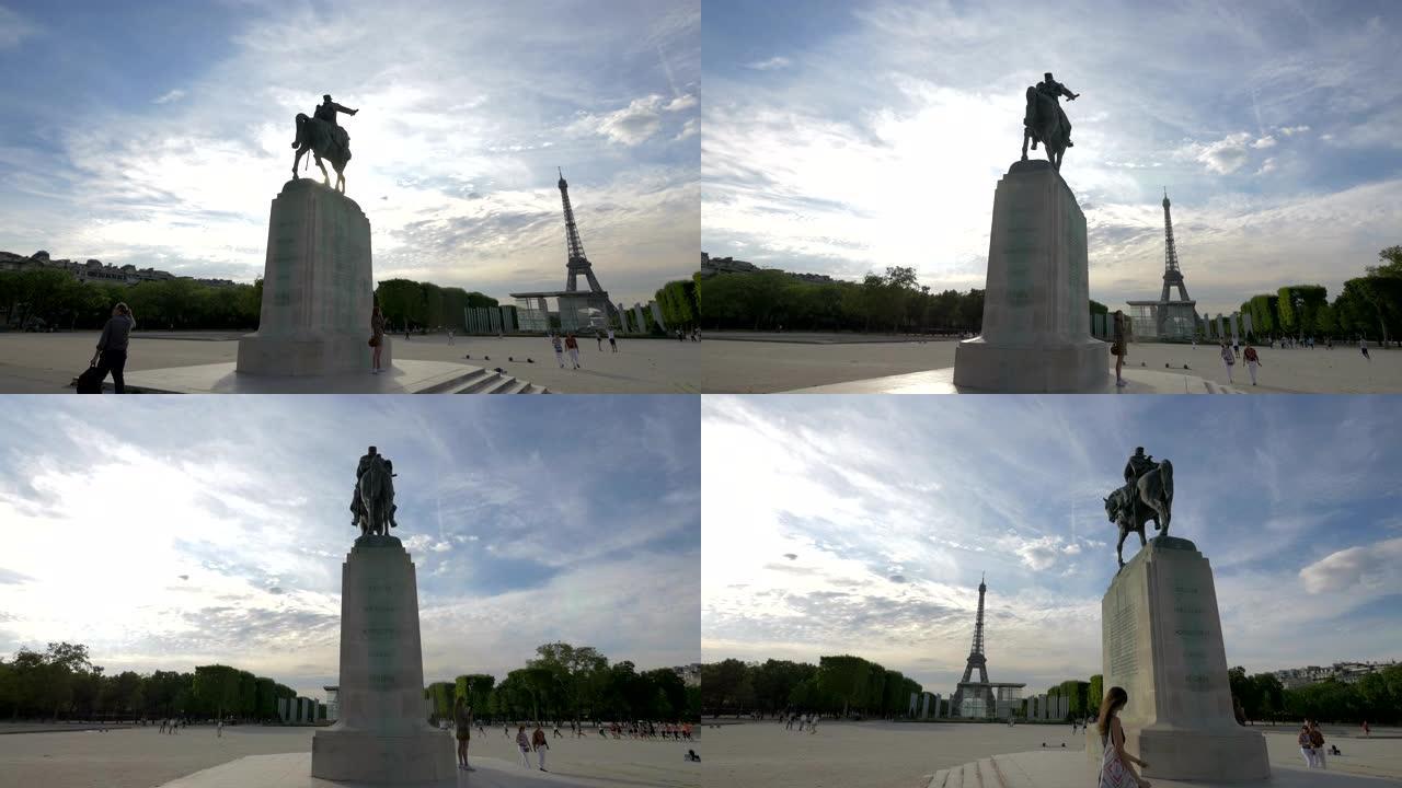 约瑟夫·乔佛尔雕像和埃菲尔铁塔