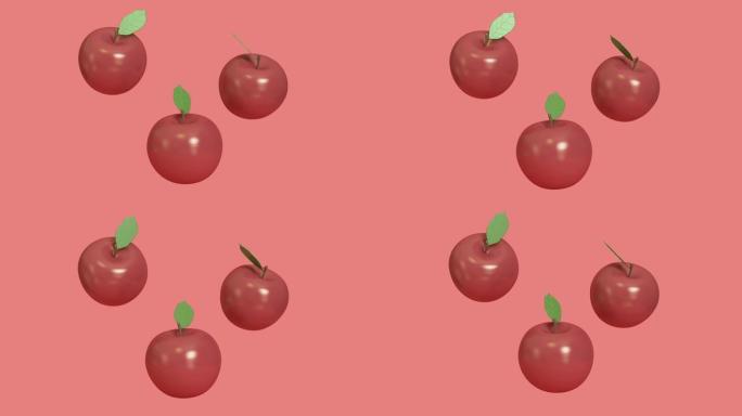 红苹果水果悬浮抽象运动3d渲染卡通风格