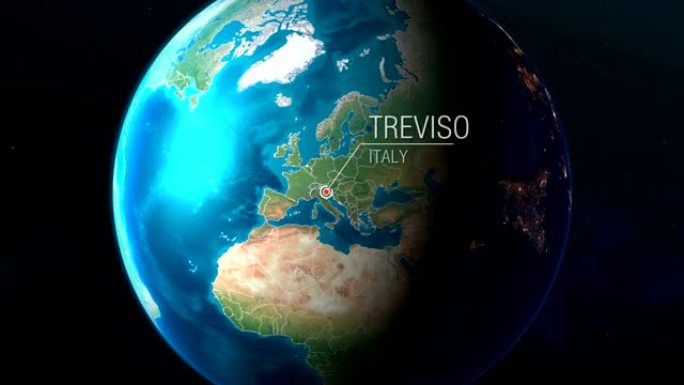 意大利-特雷维索-从太空到地球的缩放