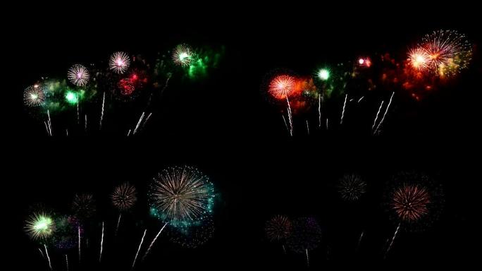 五颜六色的烟花在一年一度的节日中闪耀着光芒