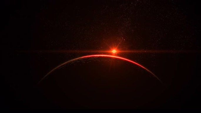 太空日出的红色星球月亮
