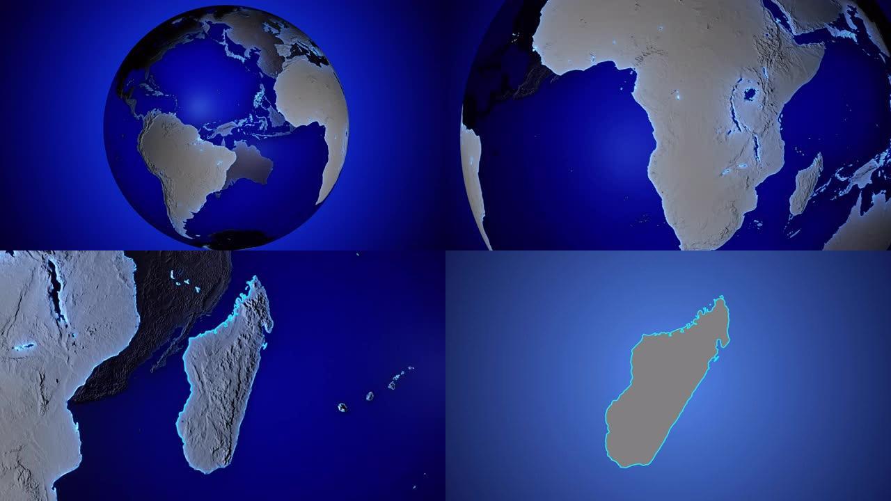 地球用马达加斯加透明的镶边