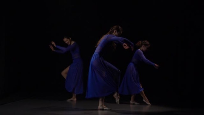 三个令人愉悦的芭蕾舞演员的慢动作芭蕾舞舞蹈元素