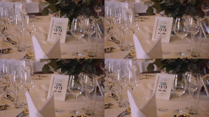 精美宴会上漂亮的婚礼餐桌-库存视频