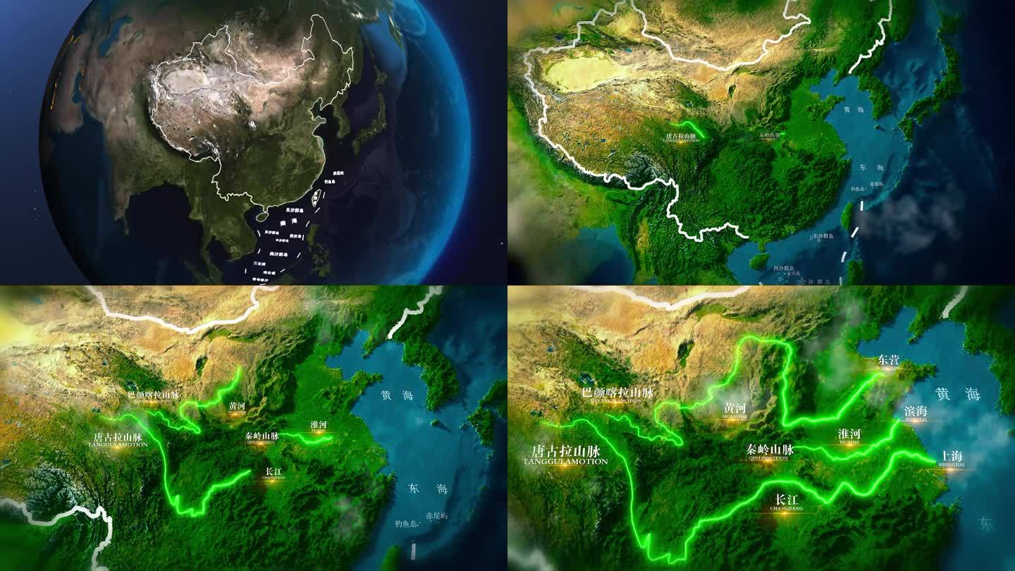 中国河流地图线路图AE模板