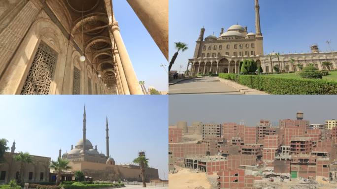 埃及开罗瑞法伊清真寺及开罗空镜