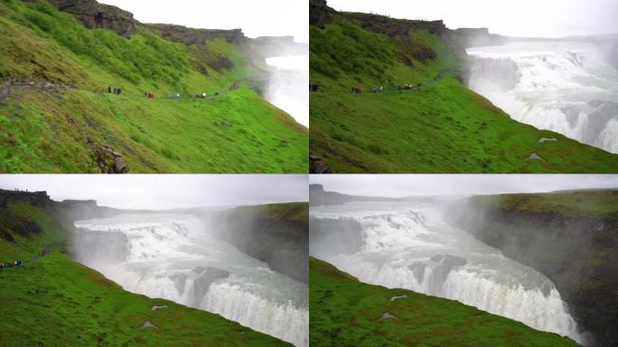 冰岛古尔福斯瀑布的景观。