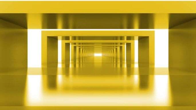 黄色未来循环抽象背景隧道