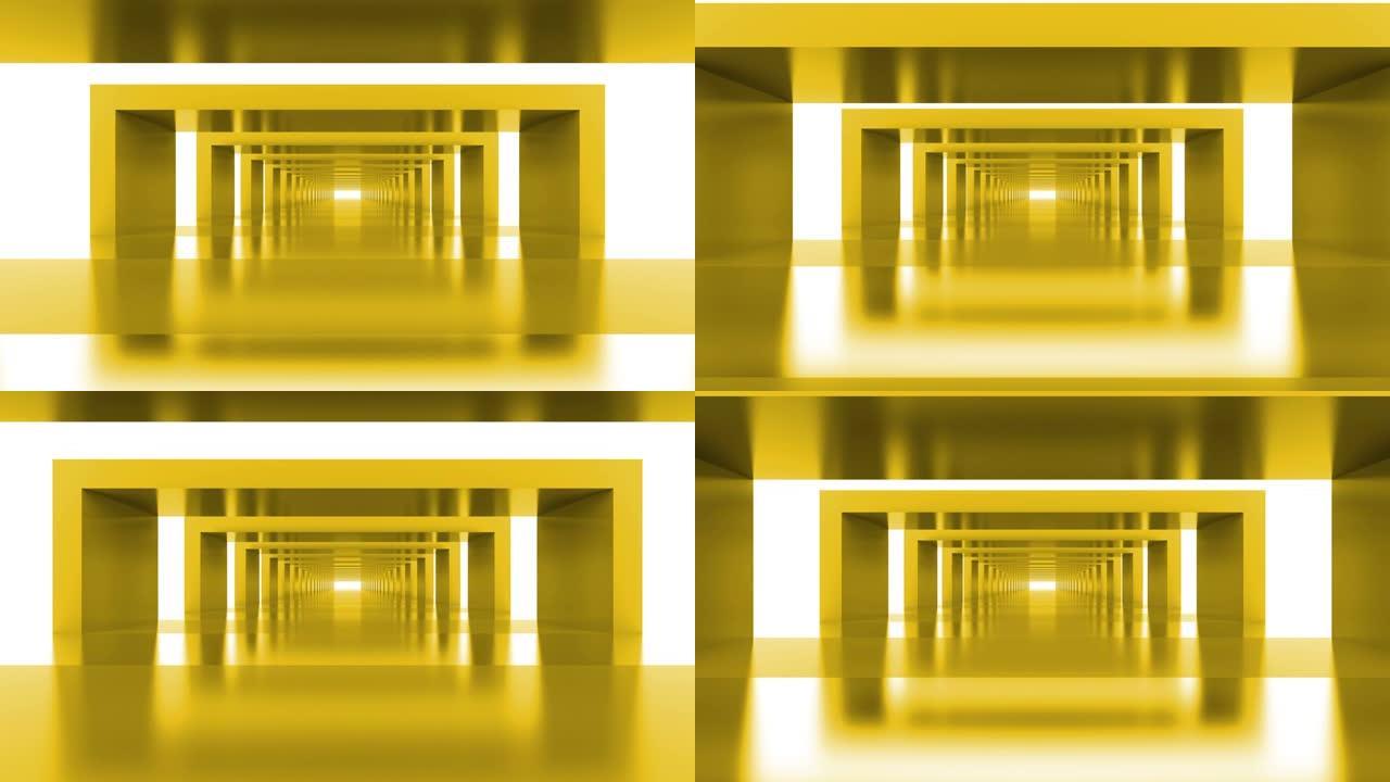 黄色未来循环抽象背景隧道