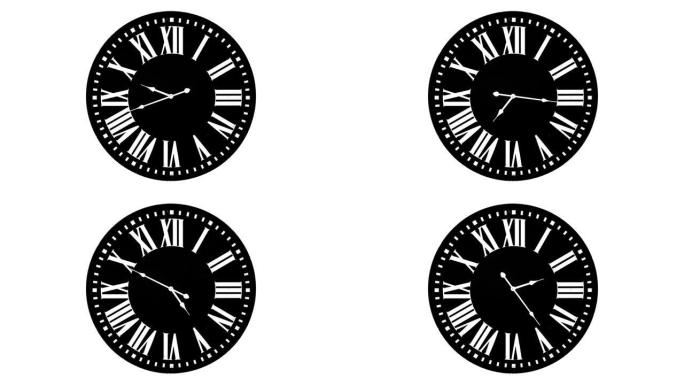 时钟指针像人类的生活一样继续前进-在白色背景上反转半天