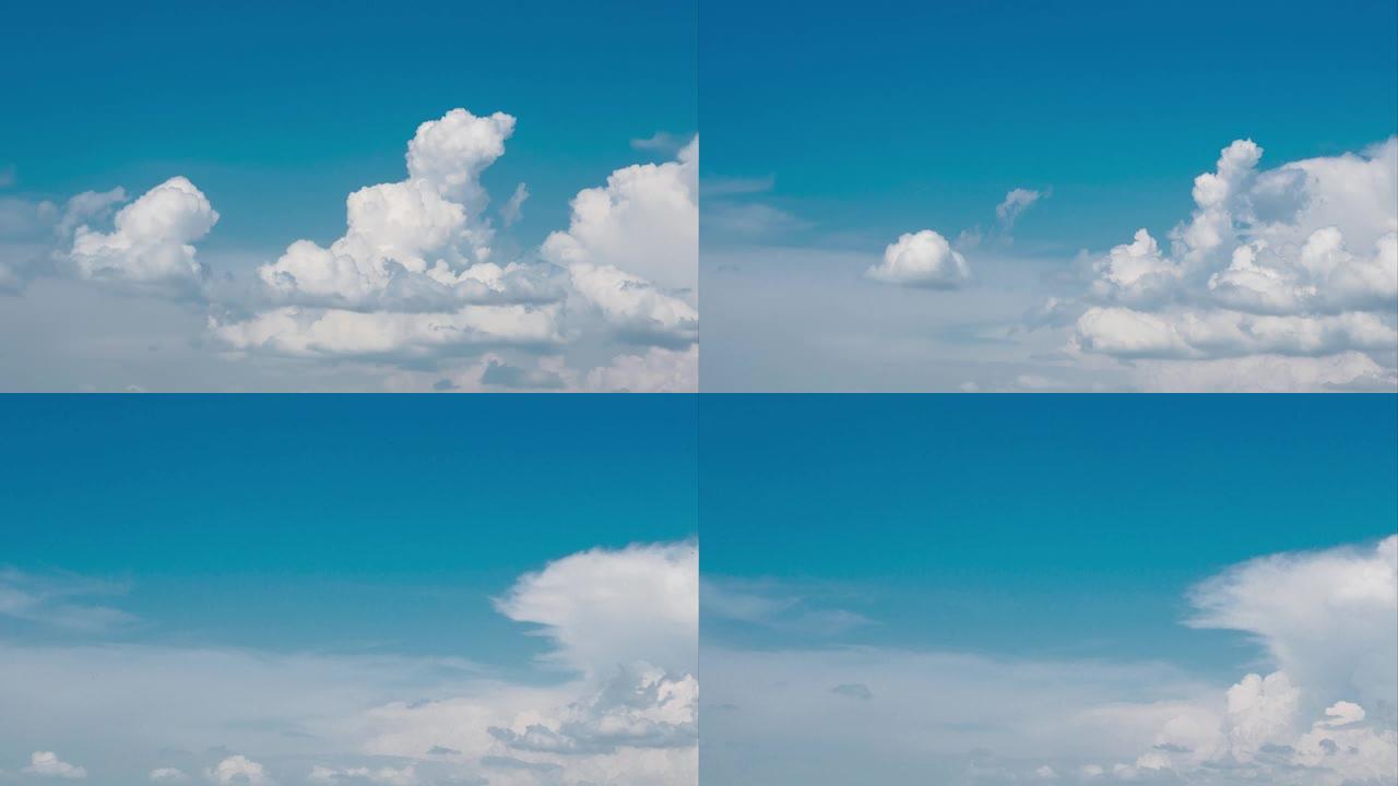 蓝天中滚动云的延时视图