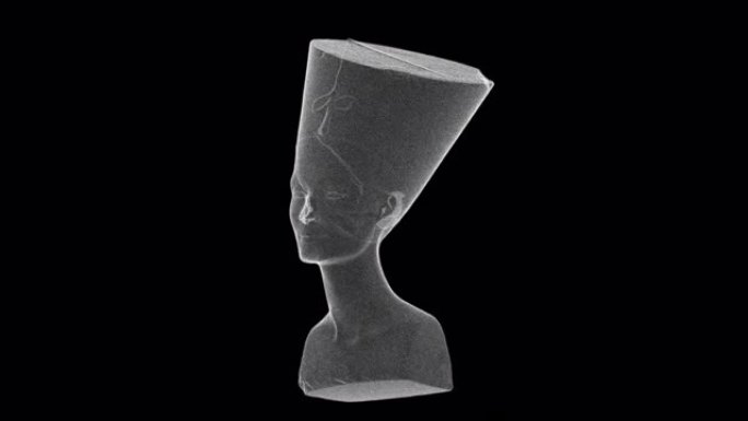 埃及女王纳芙蒂蒂旋转180度半身像的全息图屏幕3D