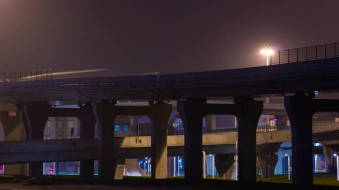夜间照明澳门城市交通道路堵塞延时全景4k中国