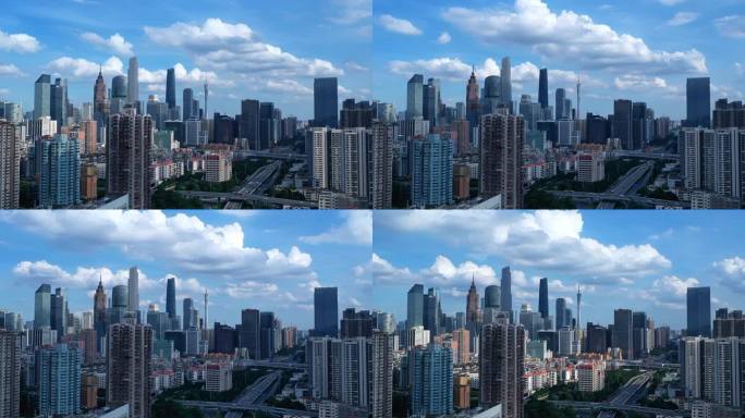 广州市 天际线 大景 蓝天白云