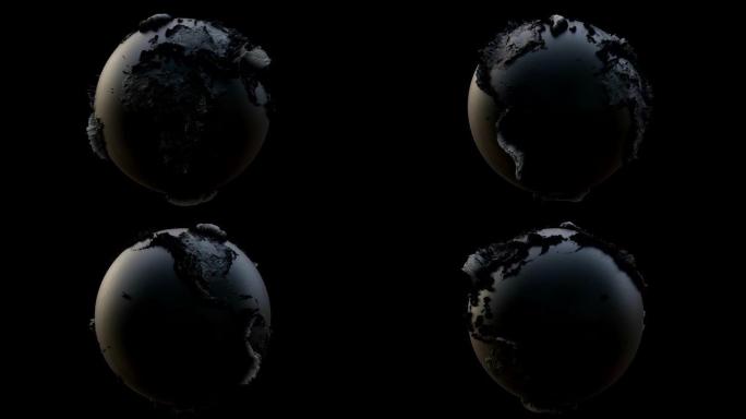 抽象黑色地球地球。3D插图视频