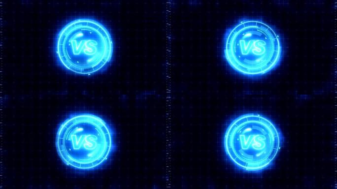未来派体育游戏循环动画。对抗战斗背景。雷达霓虹灯数字显示器。与。游戏控制界面元素。战斗体育比赛。