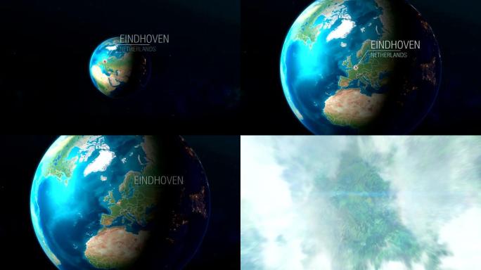 荷兰-埃因霍温-从太空到地球的缩放