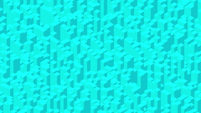 立方体盒方条3D虚拟等距洗牌波形，区块链技术概念设计插图黄色背景上的蓝色无缝循环动画4K，带复制空间