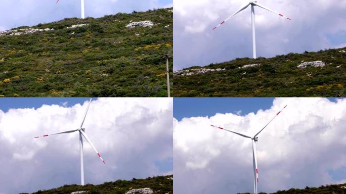 绿山上的风力涡轮机农场