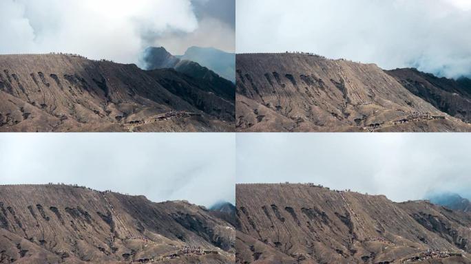 印度尼西亚东爪哇省布罗莫腾格里塞梅鲁国家公园的布罗莫火山 (Gunung Bromo) 的时间流逝。