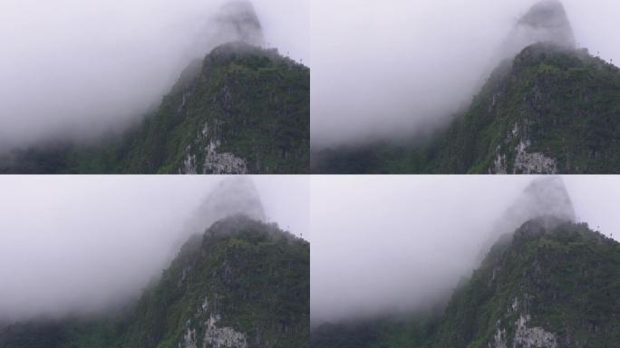 流动的雾覆盖了泰国北部清迈的多伊琅清道的大山脉