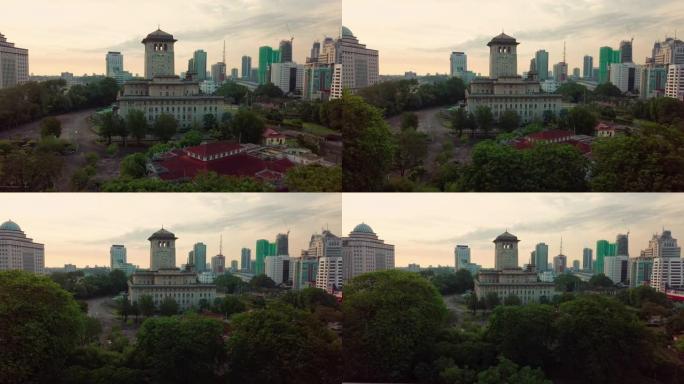 马来西亚新山市日出鸟瞰图