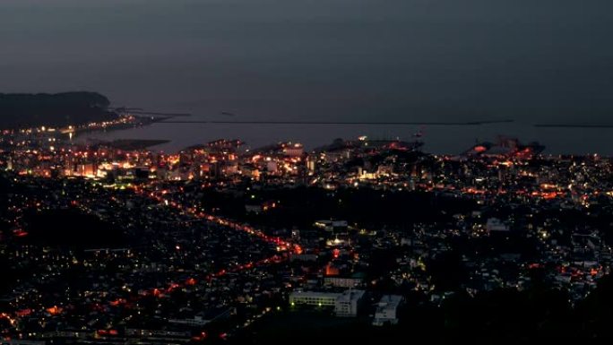 日本北海道小樽市夜景。