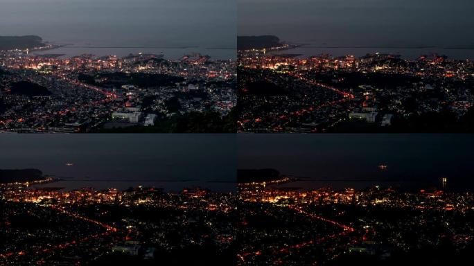 日本北海道小樽市夜景。