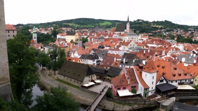 从观点看捷克克鲁姆洛夫镇的城市景观