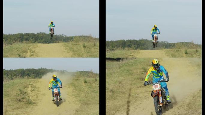 越野摩托车特技在山上