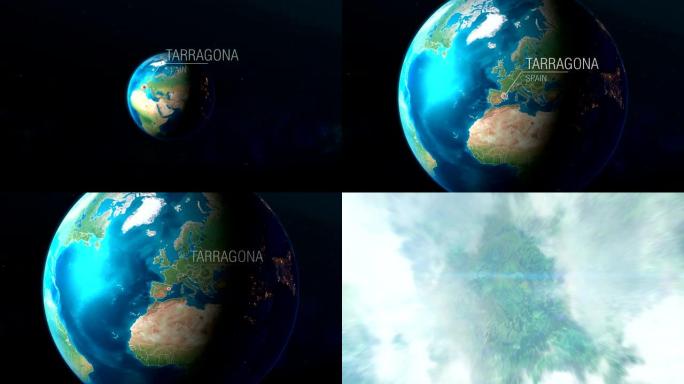 西班牙-塔拉戈纳-从太空到地球的缩放