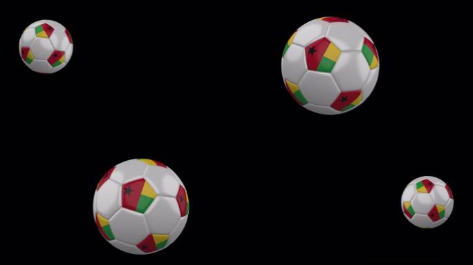 几内亚比绍国旗足球，慢动作模糊，alpha频道4k镜头
